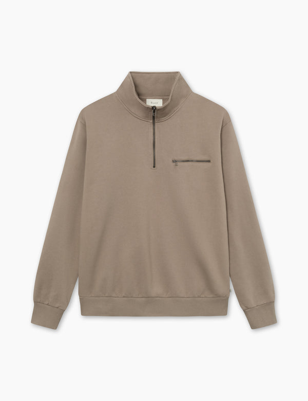 LOG HALF ZIP SWEATSHIRT - TAUPE