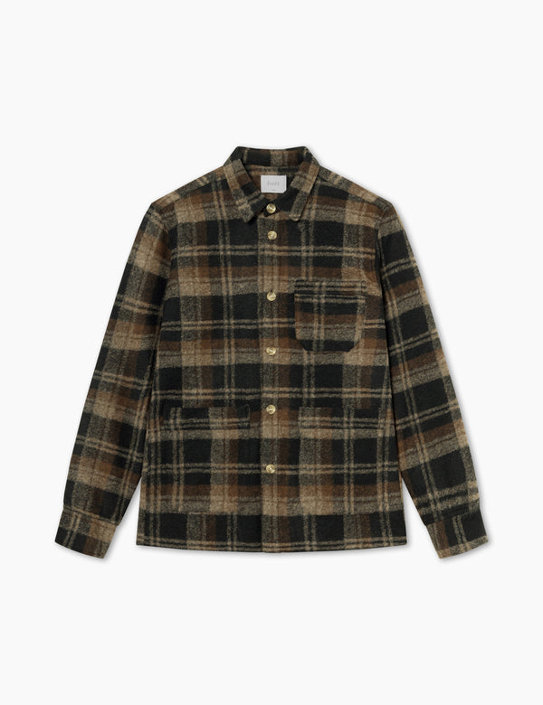 IVY WOOL OVERSHIRT - BROWN CHECK