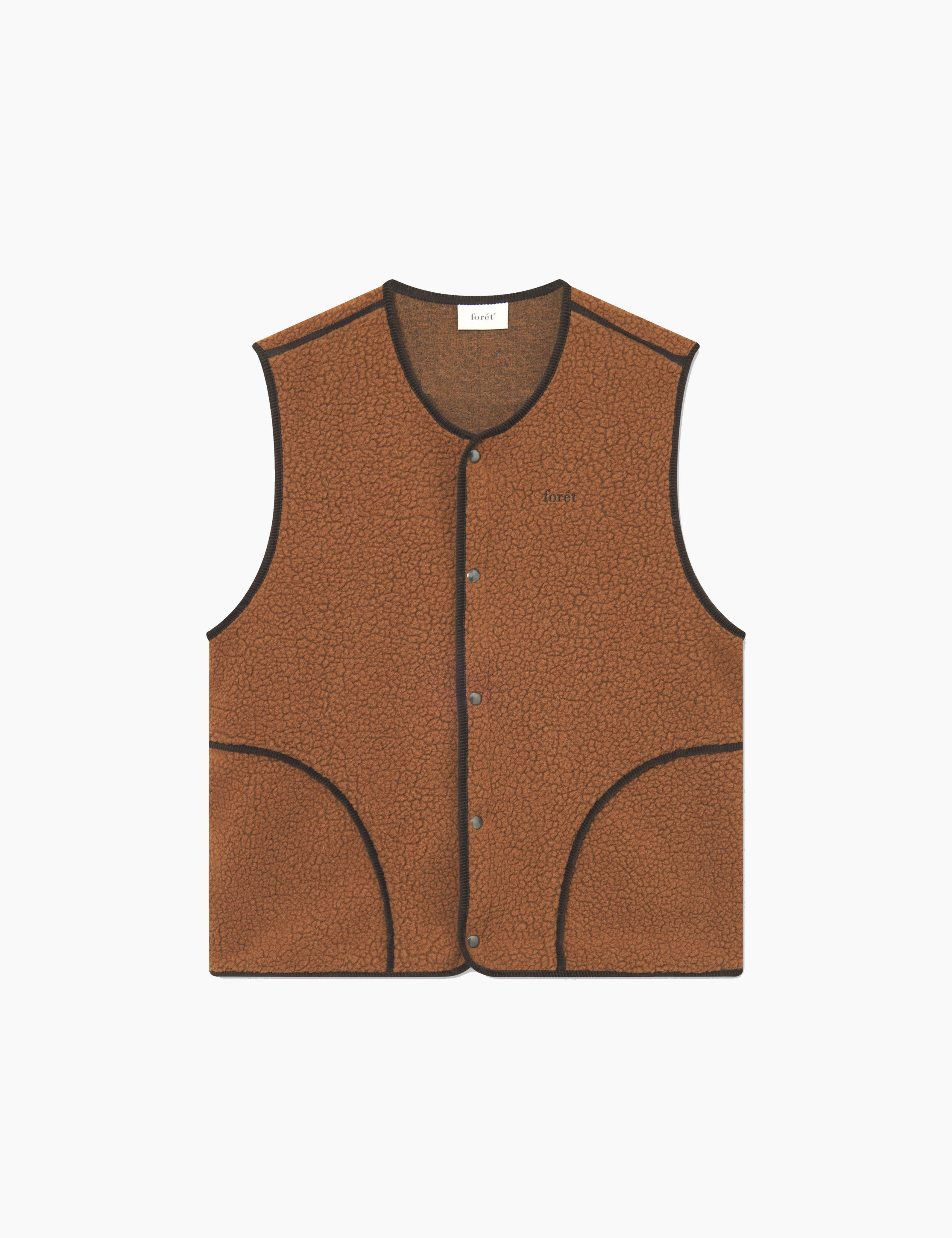 TULIP SHERPA FLEECE VEST - BROWN