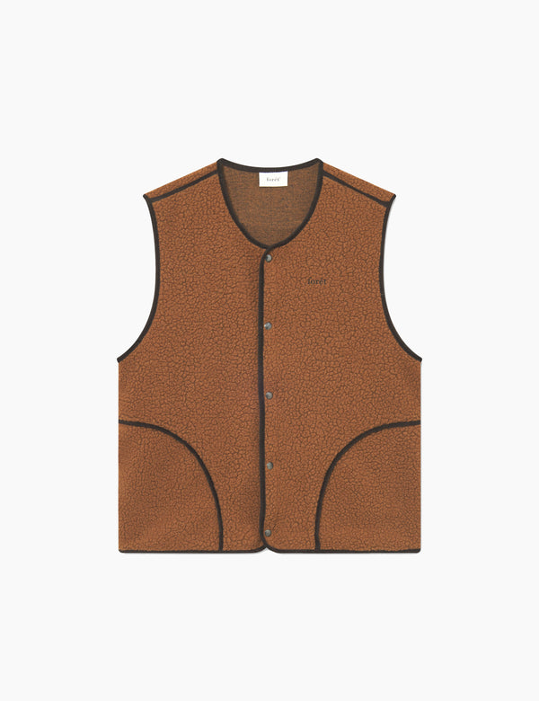 TULIP SHERPA FLEECE VEST - BROWN