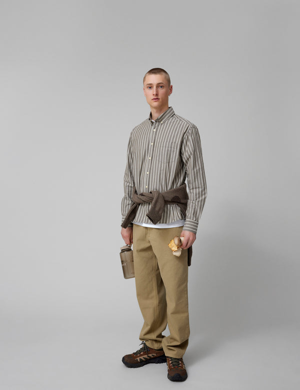 VISION SHIRT - COLD BROWN/KHAKI STRIPE