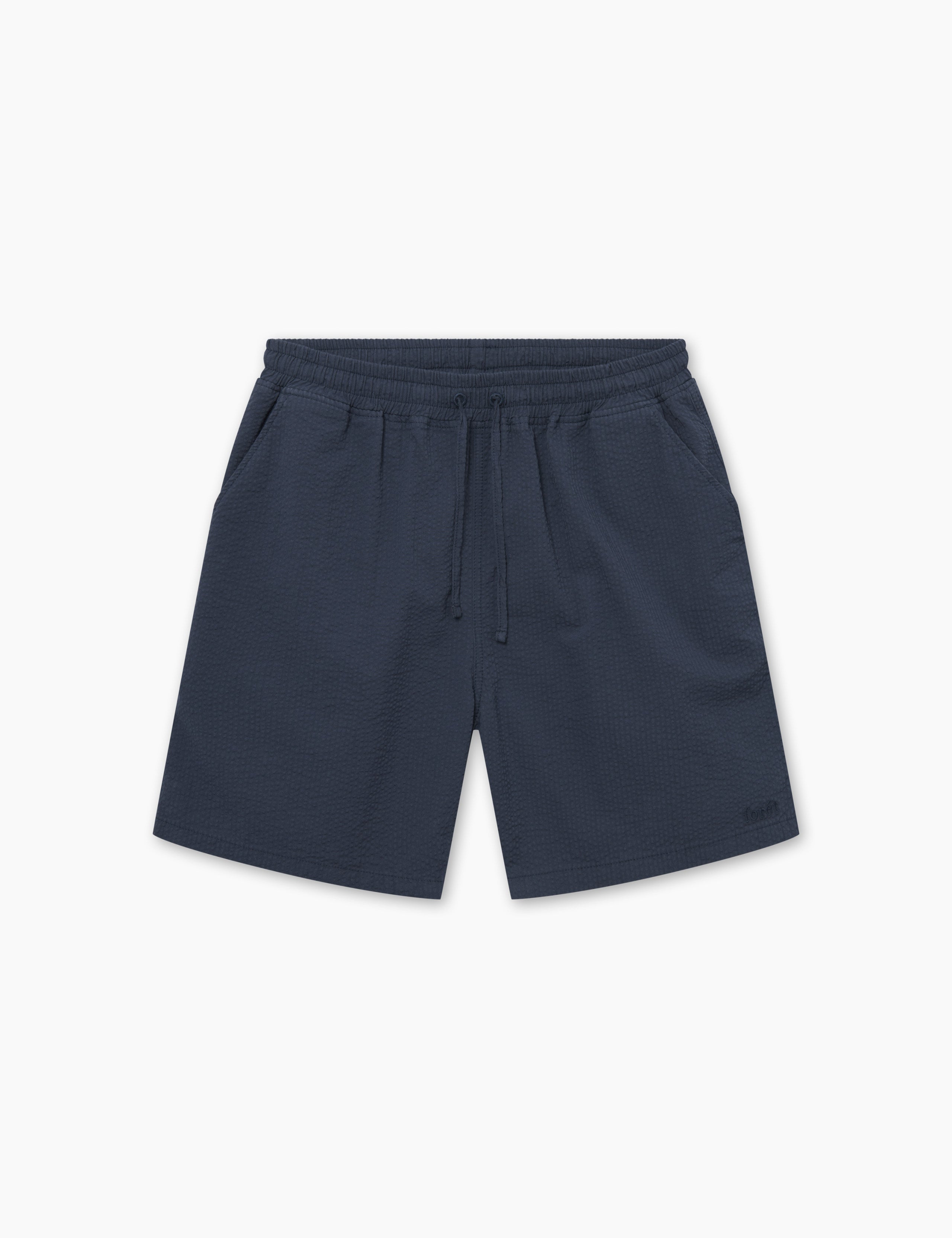 HUSH SEERSUCKER SHORTS - NAVY