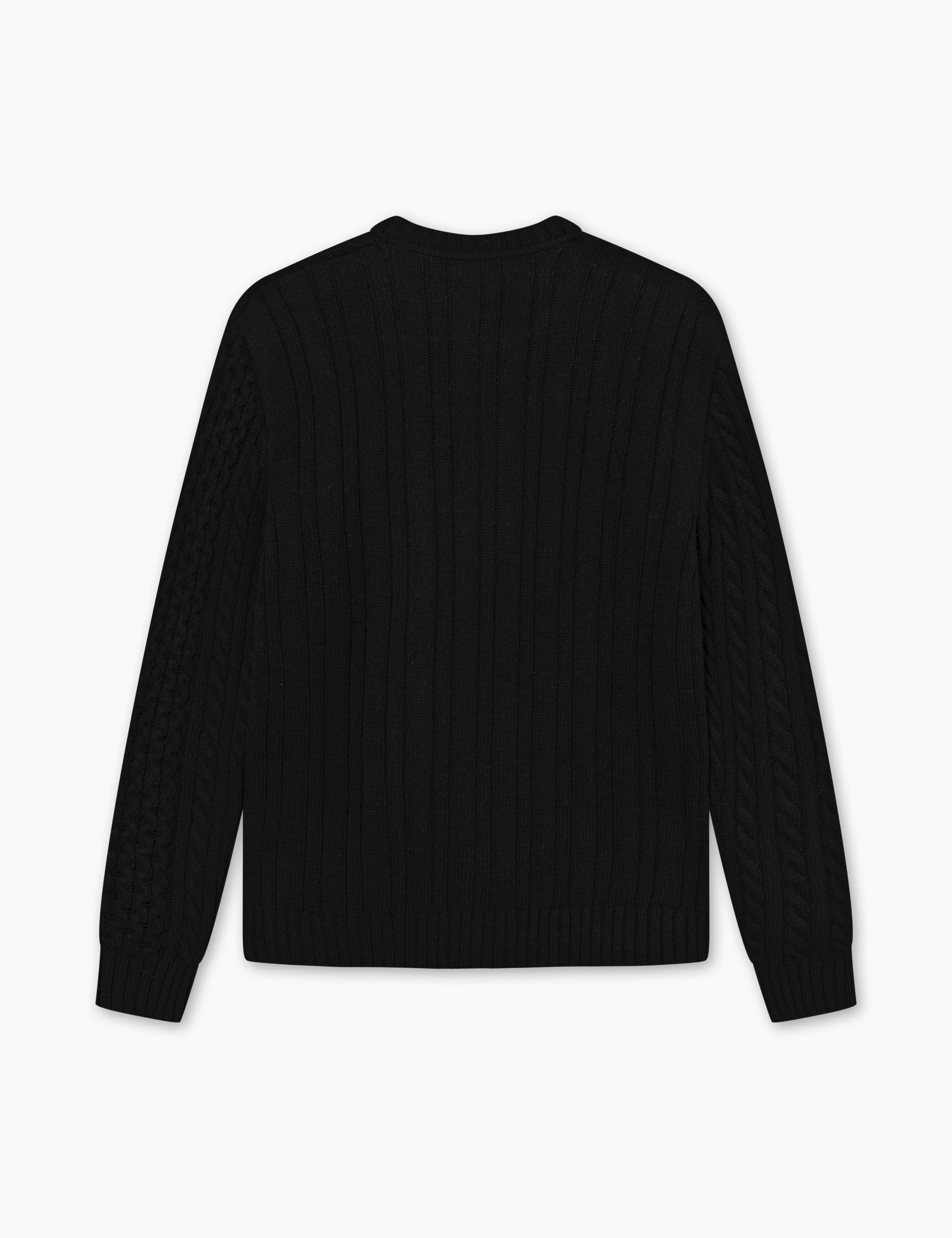 HYBRID CABLE CARDIGAN - BLACK