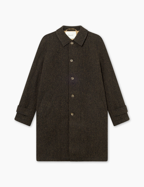 SHELTER WOOL LONG COAT - BLACK/ARMY