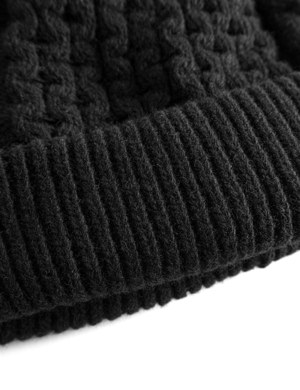 HYBRID CABLE BEANIE - BLACK