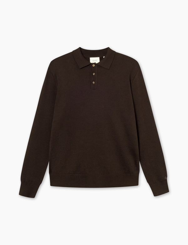 BASE MERINO POLO KNIT - COLD BROWN